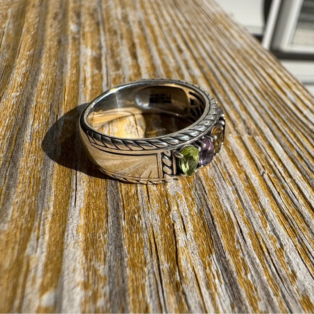Effy Multicolor Semi-precious Gemstone Sterling Silver Ring - Size 7 - Picture 4 of 12